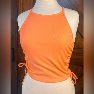 Ticket Coral Orange Ribbed Halter Top‎ Women’s M